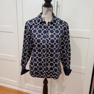 New EP Pro Golf Navy Blue White Button Down Jacket